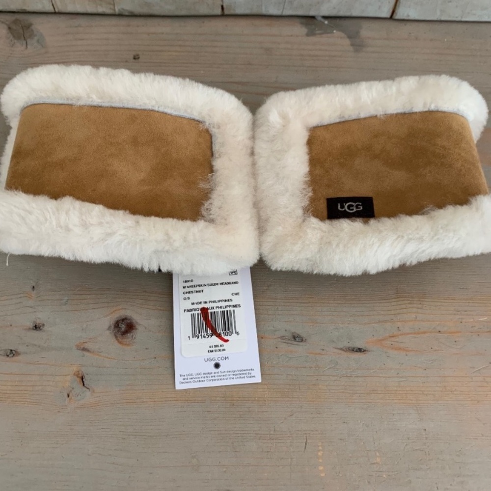 UGG SUEDE AND SHEARLING HEADBAND